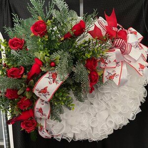 Red Carinal Deco Mesh Wreath